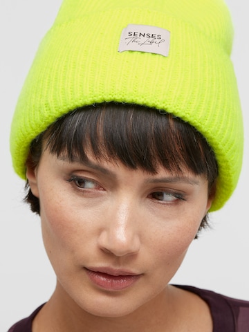 SENSES.THE LABEL Strickmütze ARI:ANE mit Label Patch in Gelb