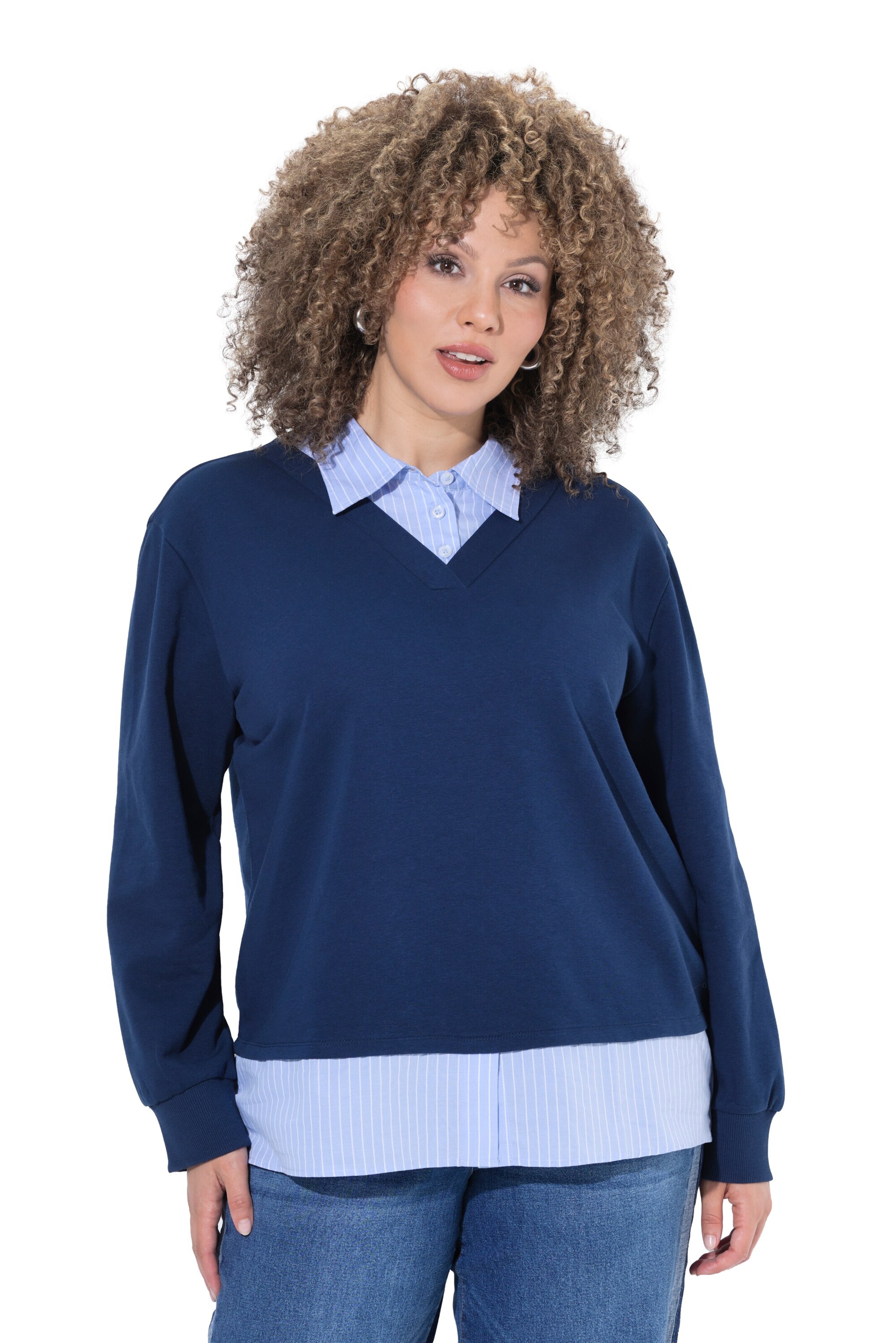 Ulla Popken Trui in Blauw: voorkant