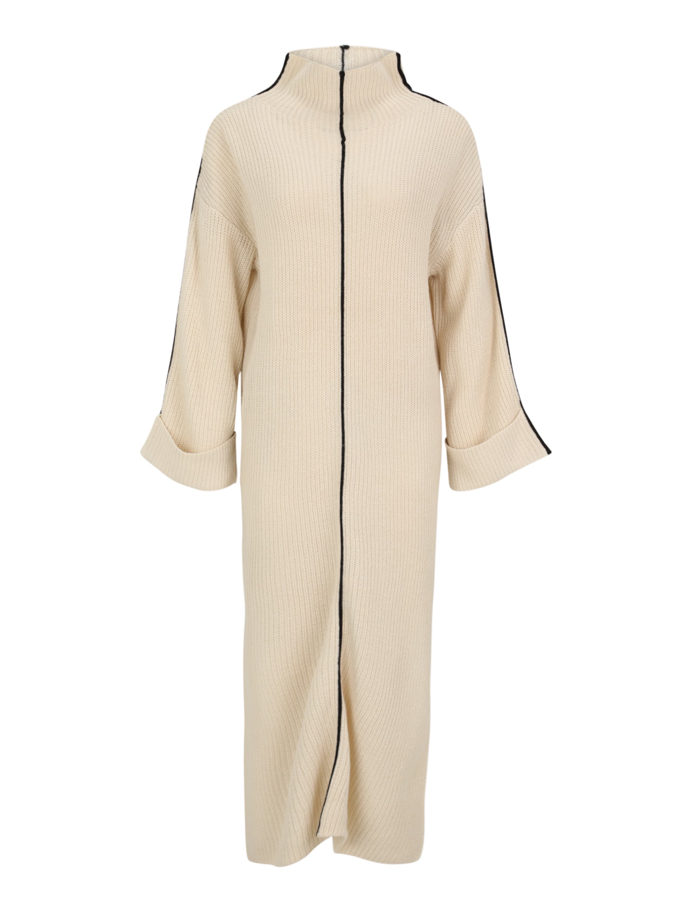 Vila Curve Strickkleid in Beige: Vorderseite