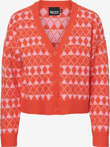 PIECES Knit Cardigan 'Naomi' in Orange: front