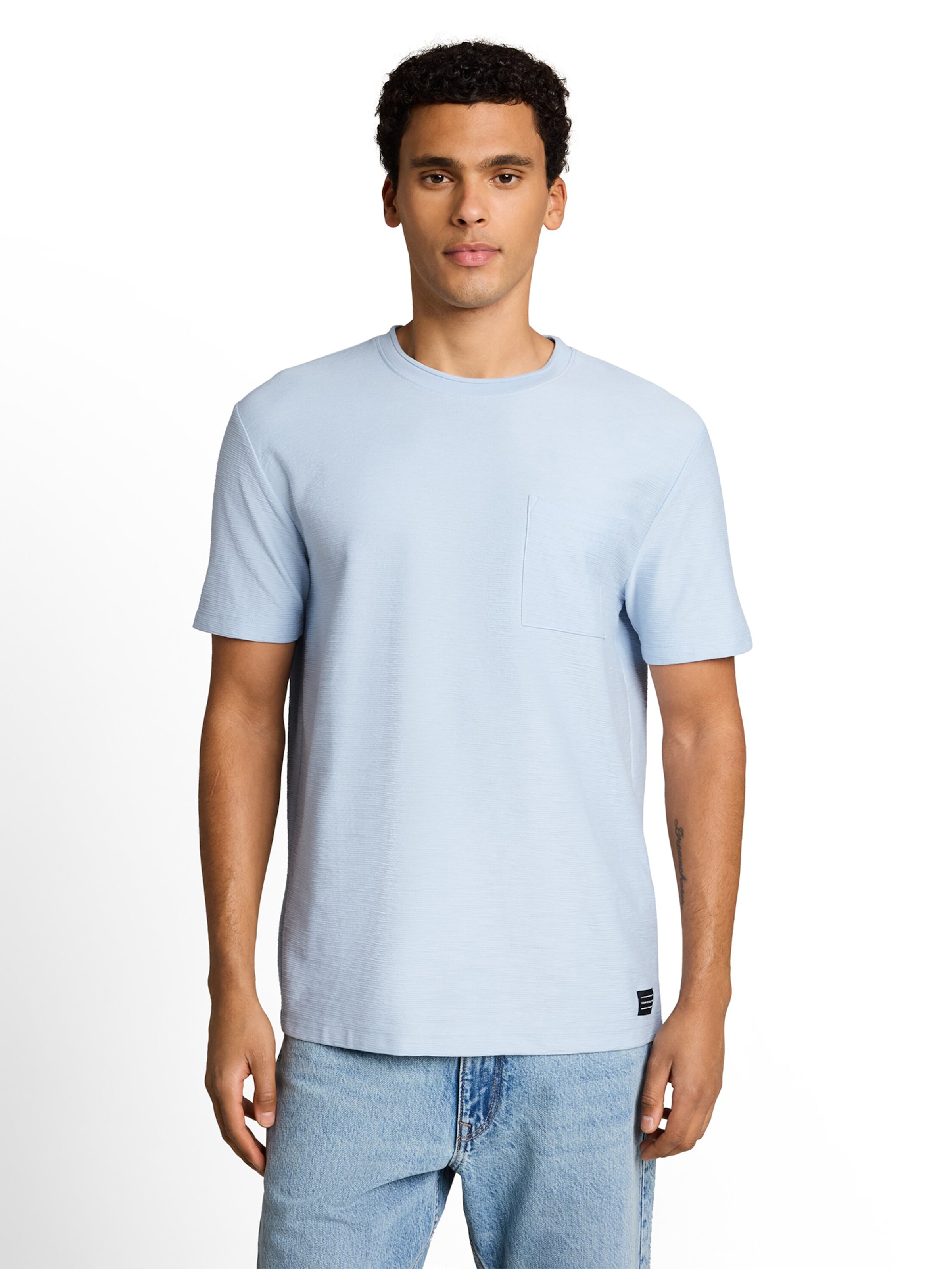 TOM TAILOR DENIM Majica | modra barva: sprednja stran