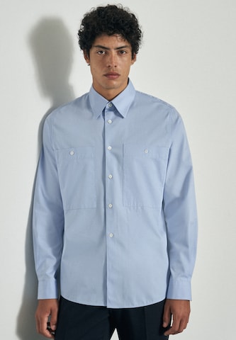 Coupe regular Chemise 'Studio' Studio Seidensticker en bleu : devant