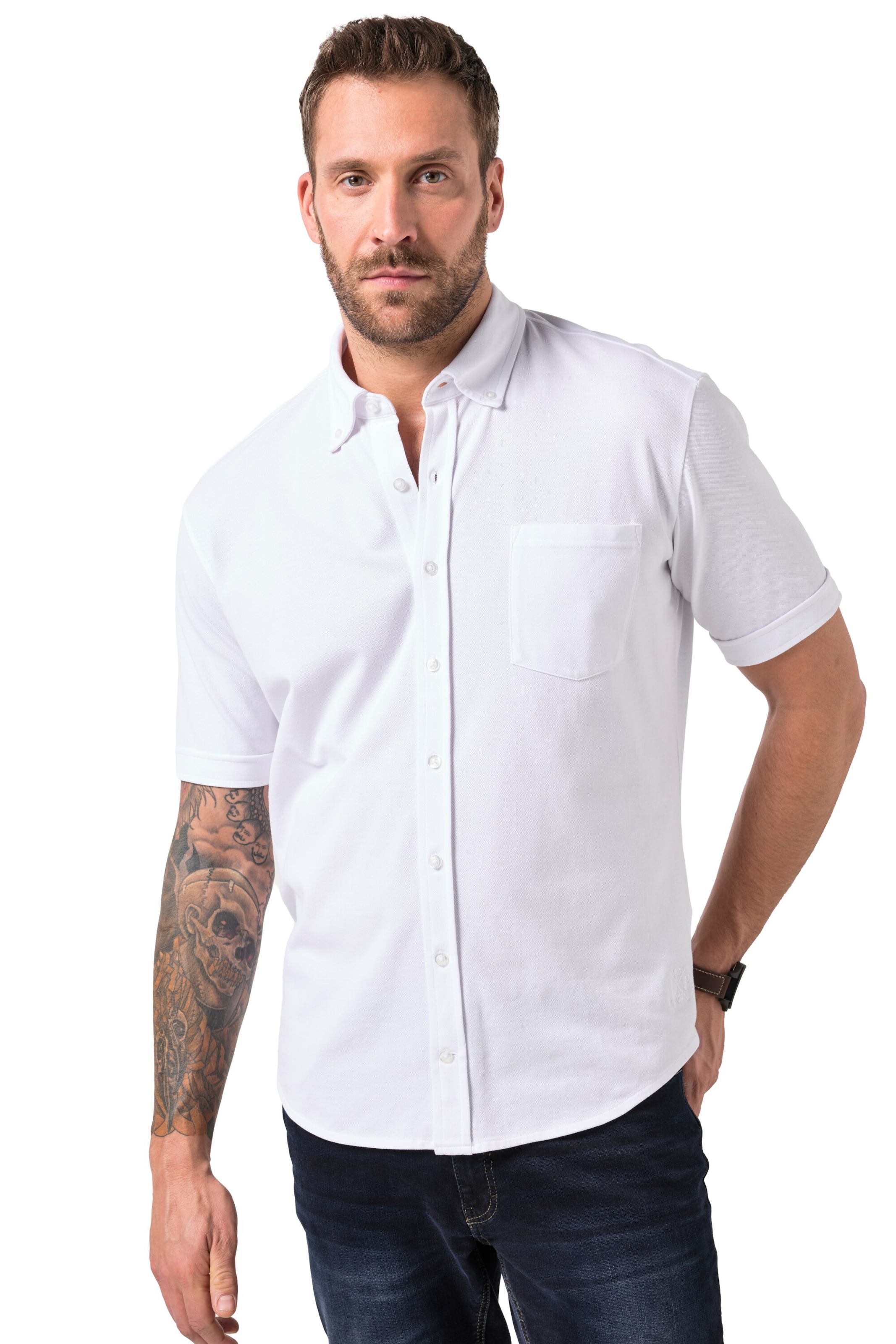 JP1880 Regular fit Button Up Shirt in White: front