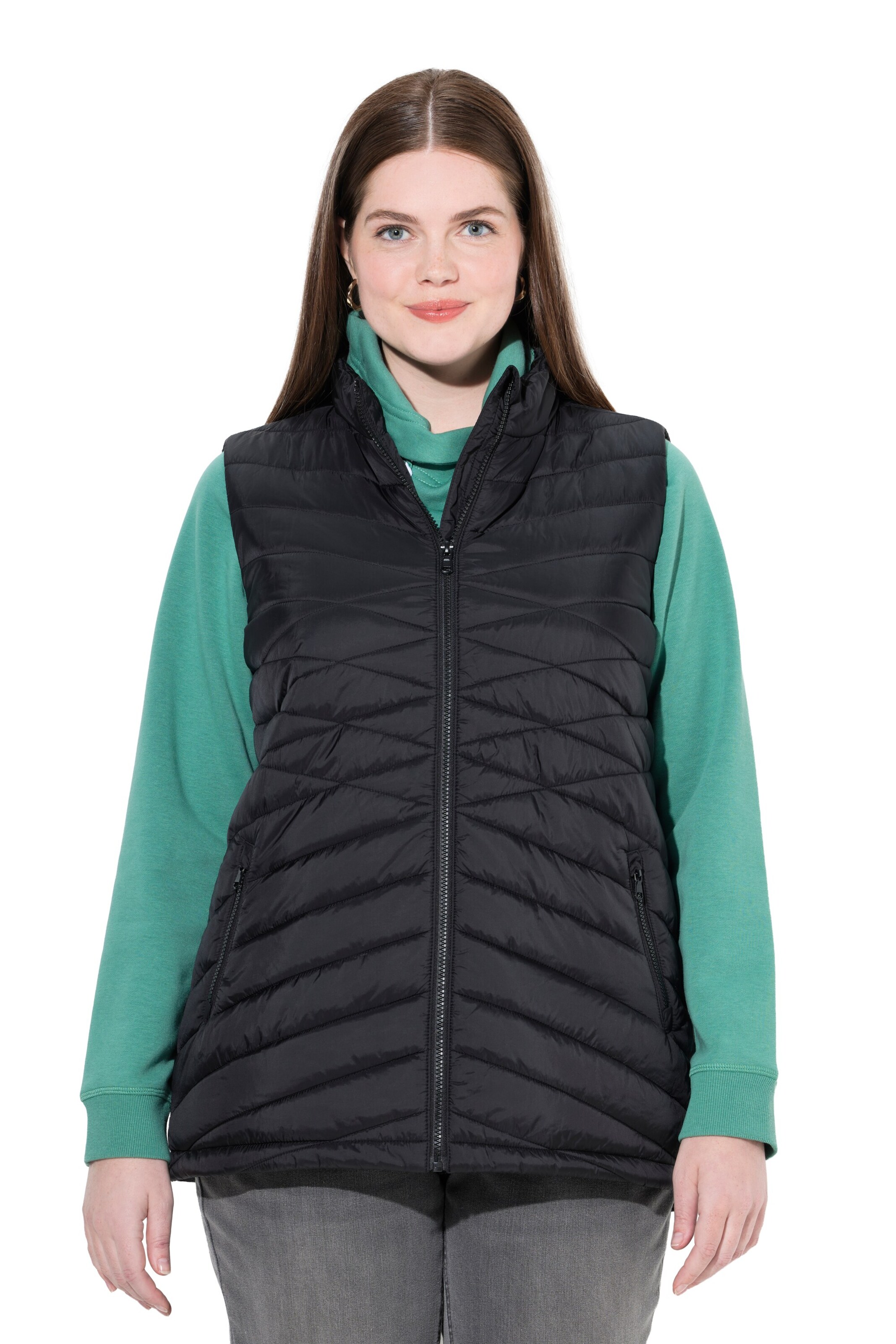 Ulla Popken Weste in Schwarz: Vorderseite