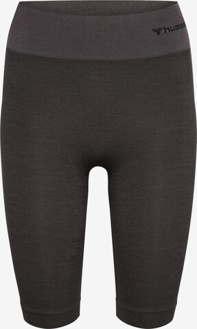 Skinny Pantalon de sport Hummel en marron : devant