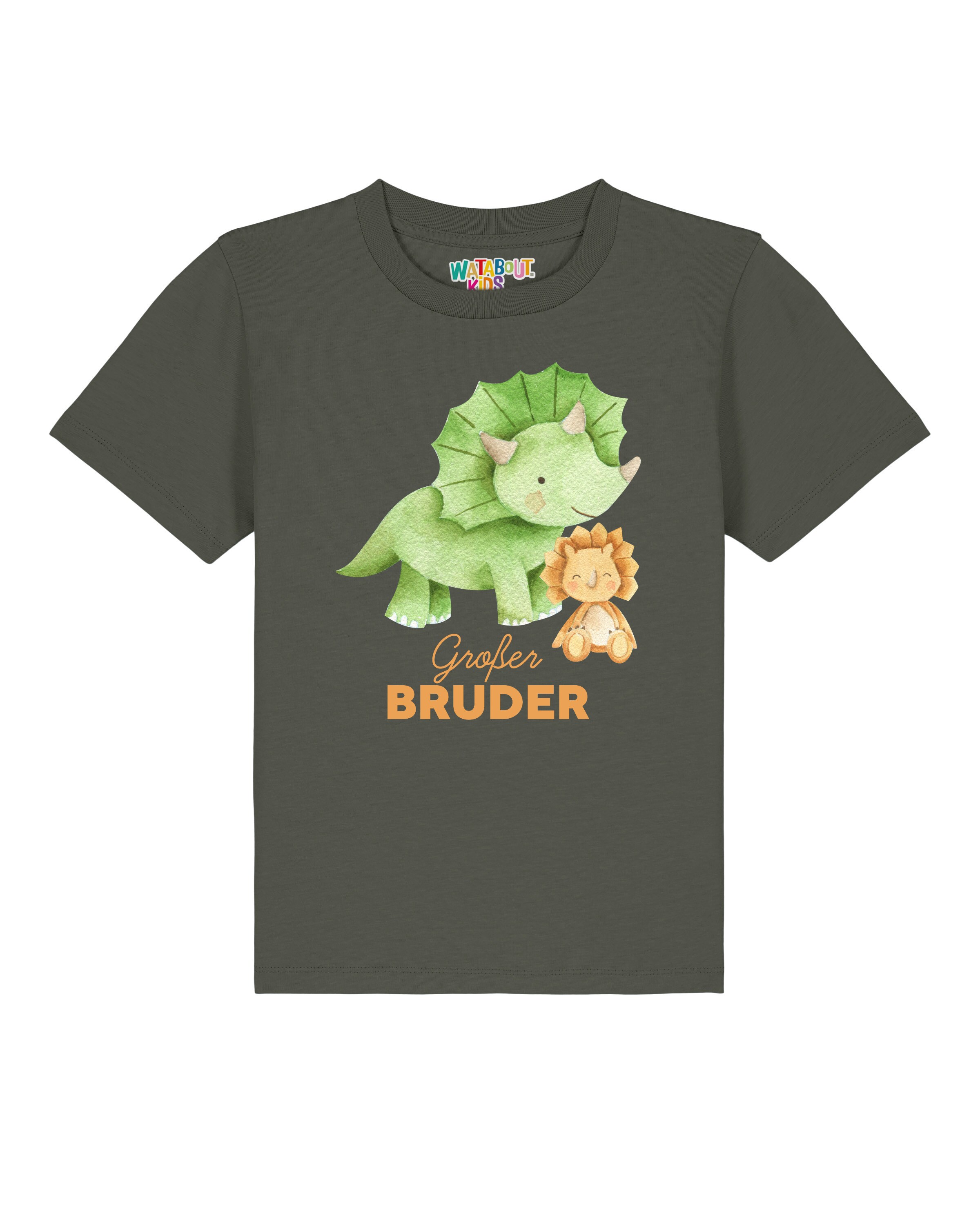 T-Shirt 'Dinosaurier 07 Großer Bruder' watabout.kids en vert : devant