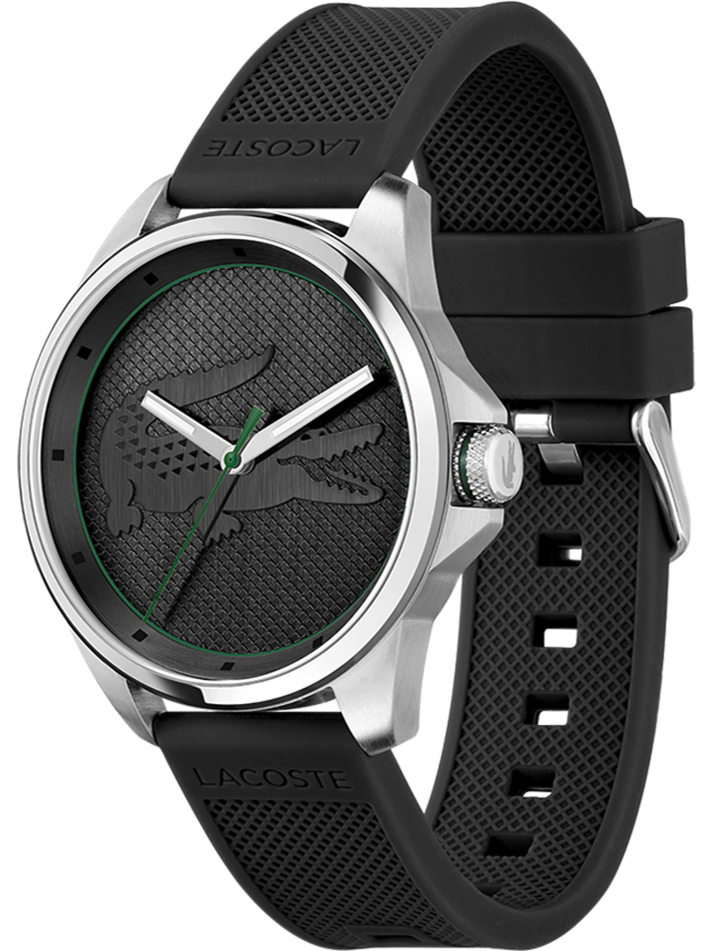 Ceas analogic de la LACOSTE pe negru: față