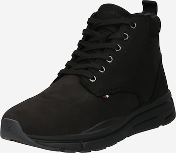 TOMMY HILFIGER Lace-Up Boots in Black: front