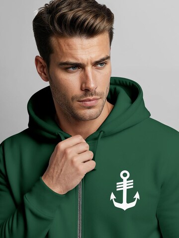 Neverless Sweatjacke 'Anker'‌‌‌‌ in Grün