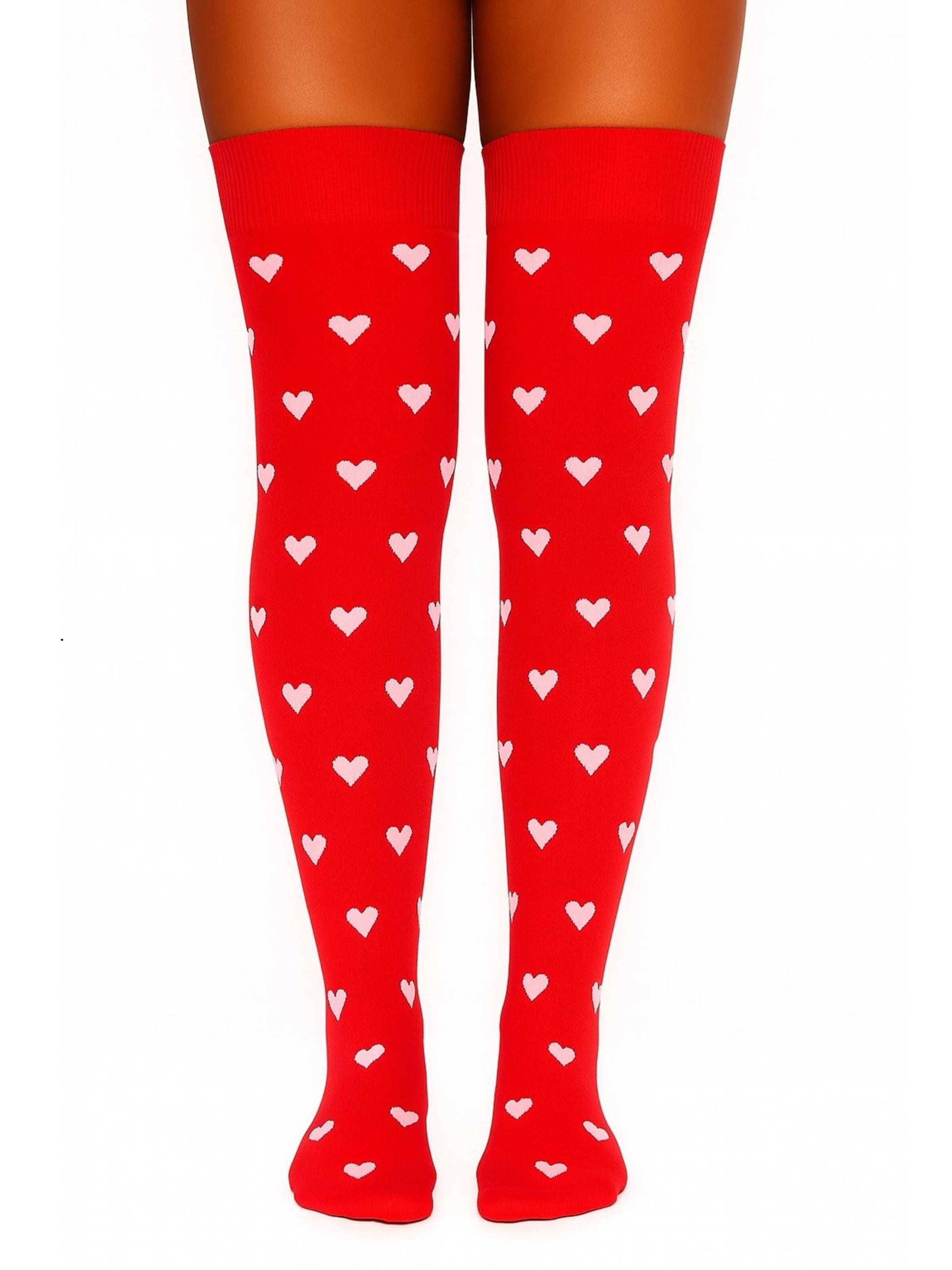 Lycille Over the Knee Socks in Red: front