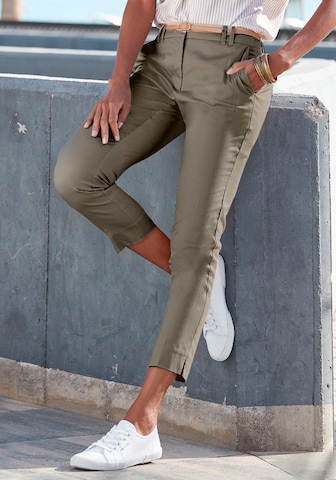 VIVANCE Slim fit Chino Pants in Green: front