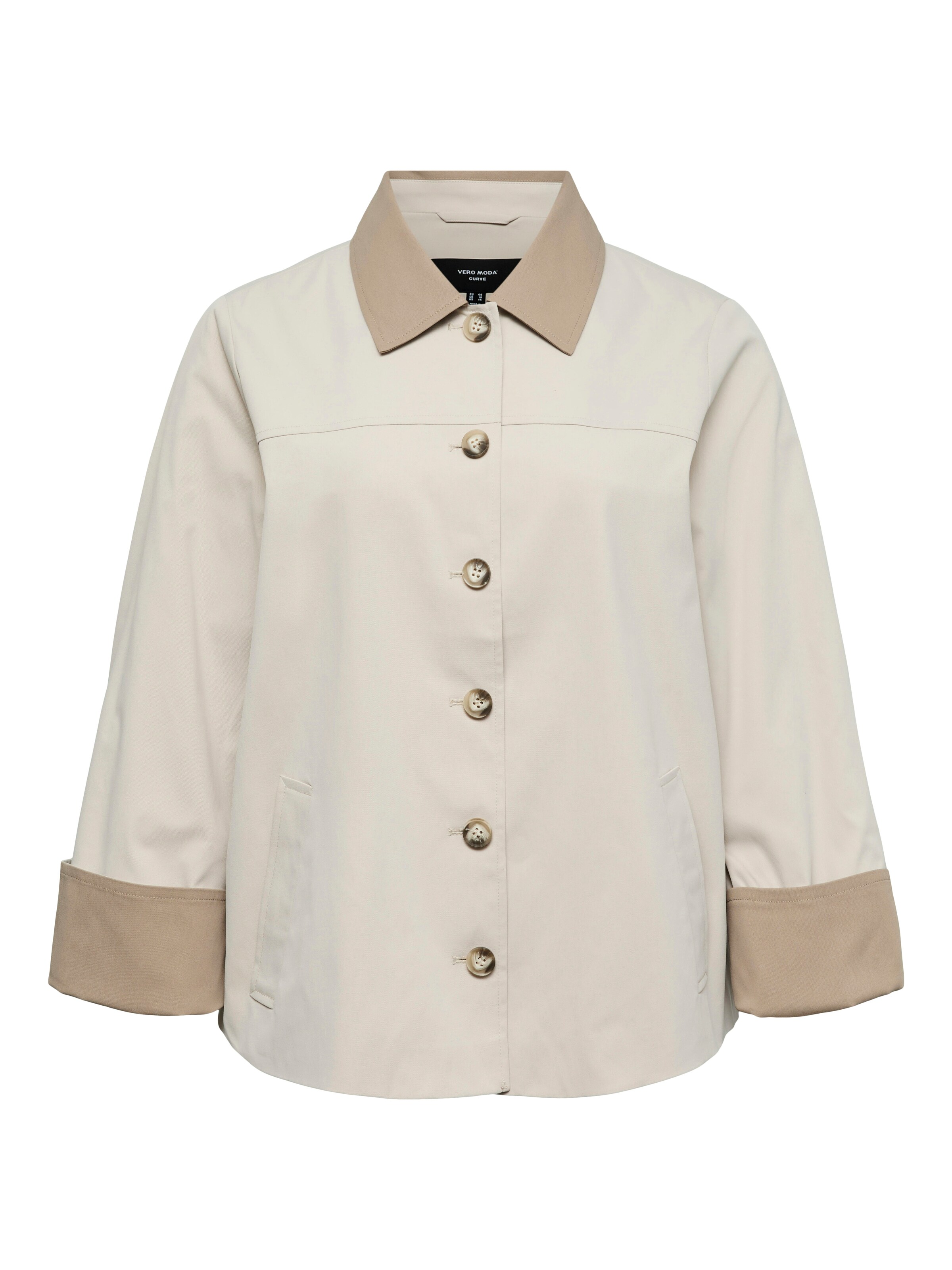 Vero Moda Curve Between-season jacket 'VMCChelsea Poppy' in Beige: front