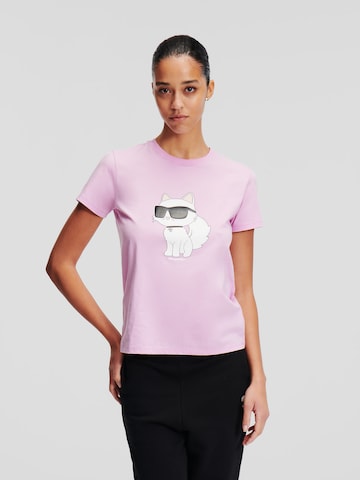 T-shirt Karl Lagerfeld en violet : devant