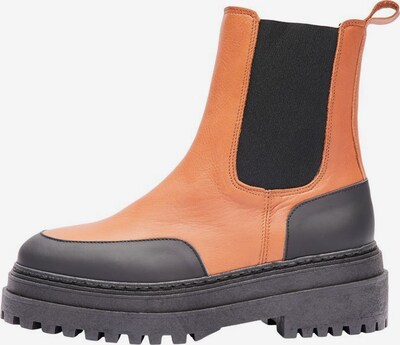 SELECTED FEMME Chelsea Boots 'Chunky' i mørkebrun / pastelorange, Produktvisning