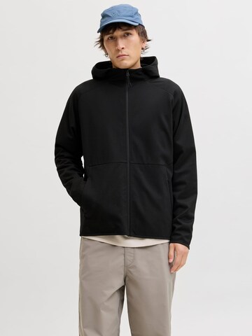 JACK & JONES Sweat jacket 'Base' in Black: front