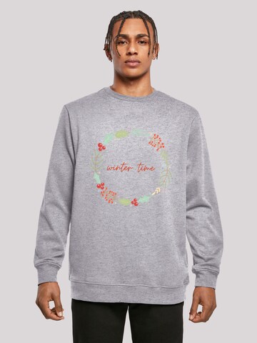 F4NT4STIC Sweatshirt 'Winter Time' in Grijs: voorkant