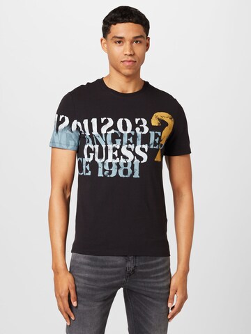 GUESS - Camiseta en negro: frente