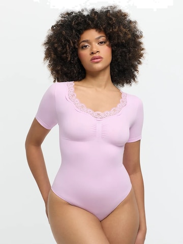 Body modellante 'Lace T-Shirt Bodysuit Sculpting Shapewear with slip' di cfab in lilla