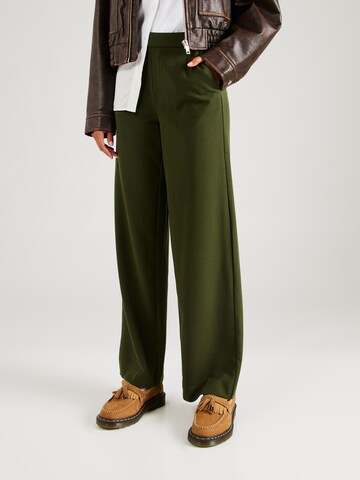 VILA Wide leg Pleat-Front Pants 'VIVARONE' in Green: front