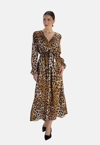 Elara Jurk in Beige: voorkant