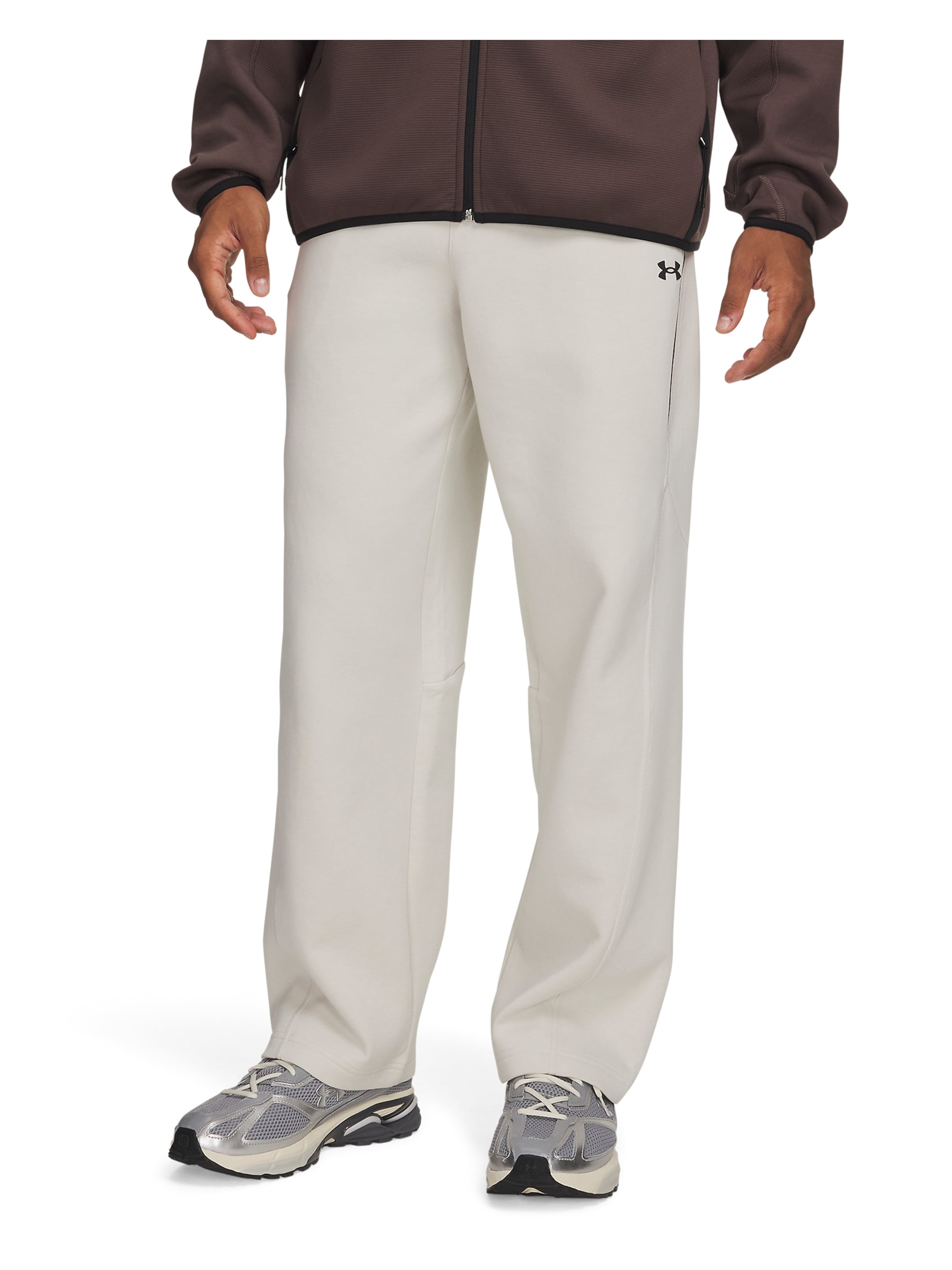 UNDER ARMOUR Regular Sportbroek 'Unstoppable Flc' in Wit: voorkant