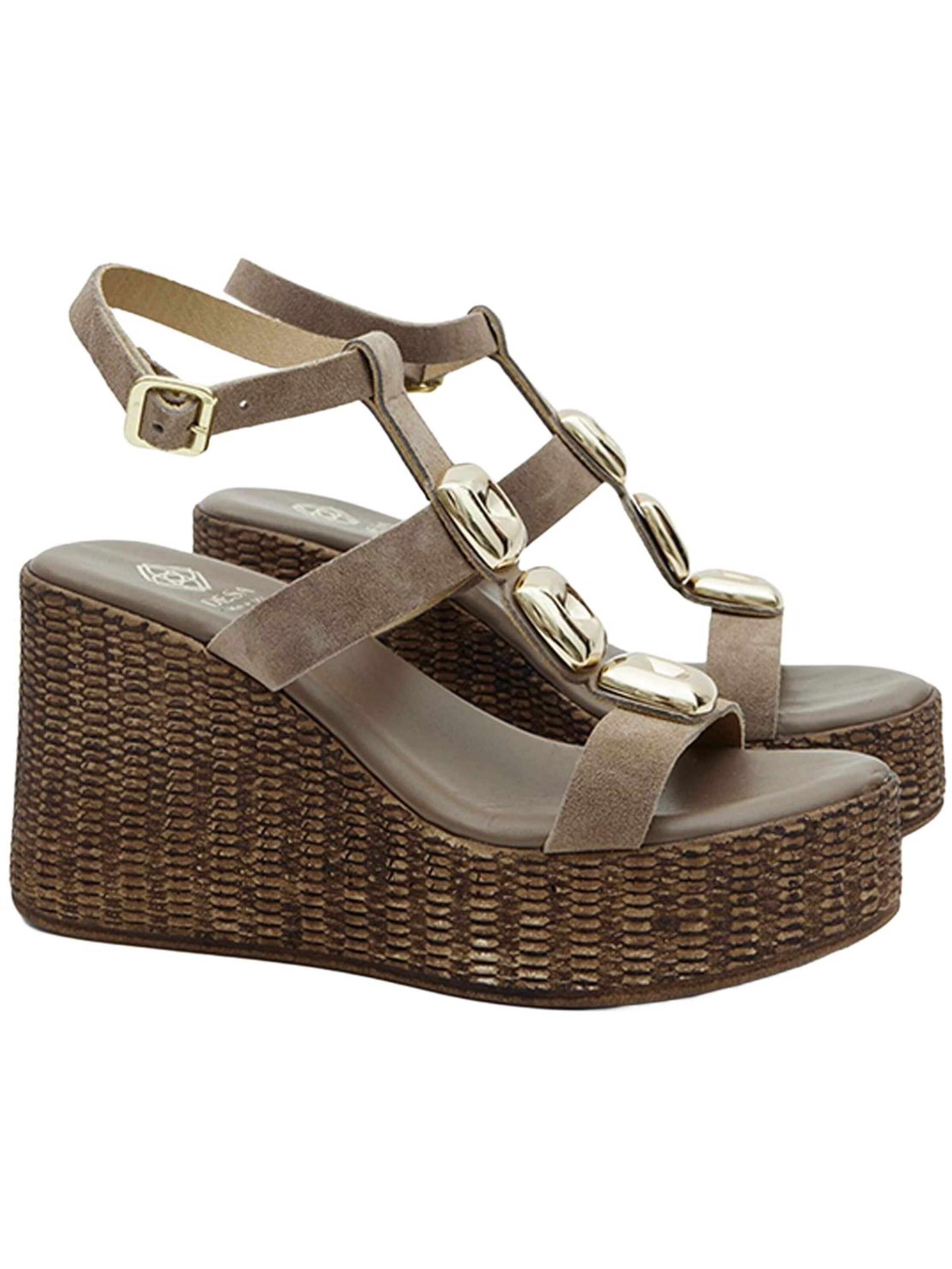 Desa Strap Sandals 'Keilsandalen' in Beige: front