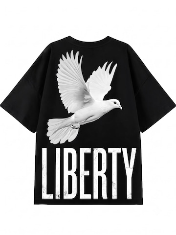 T-shirt 'LIBERTY' QWX2 en noir : devant