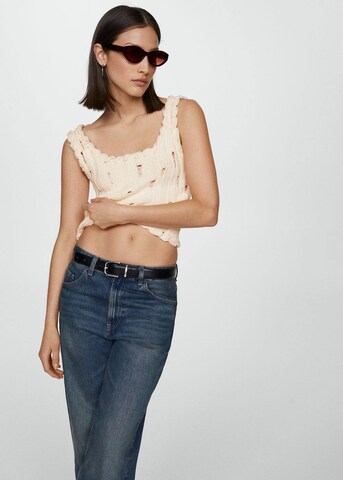 MANGO Knitted Top in Beige