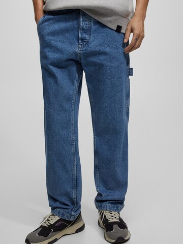 Largi Jeans de la Pull&Bear pe albastru: față