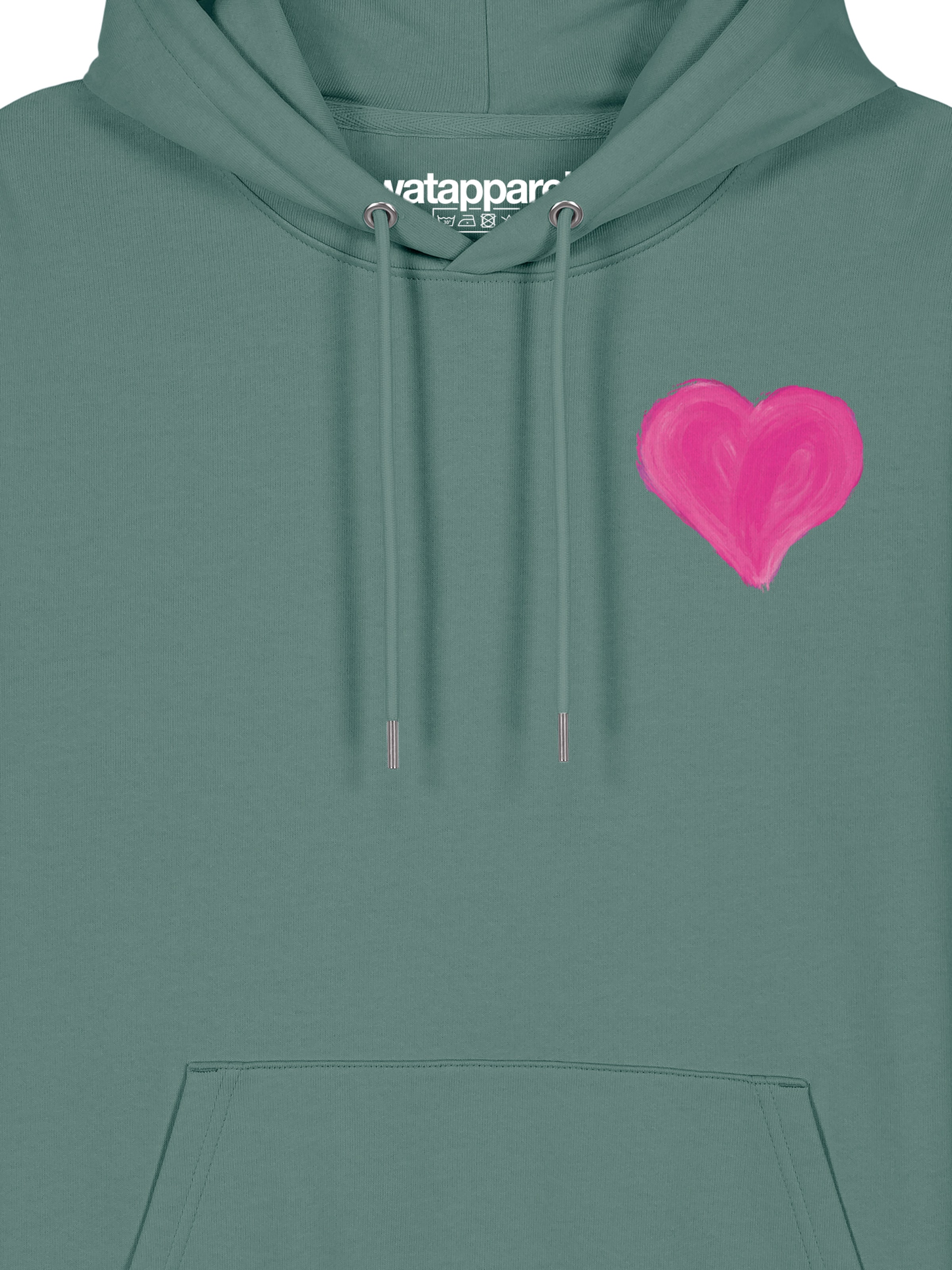 Felpa ' Pink Heart ' di Watapparel in verde