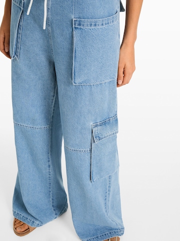 Wide Leg Jeans cargo Bershka en bleu