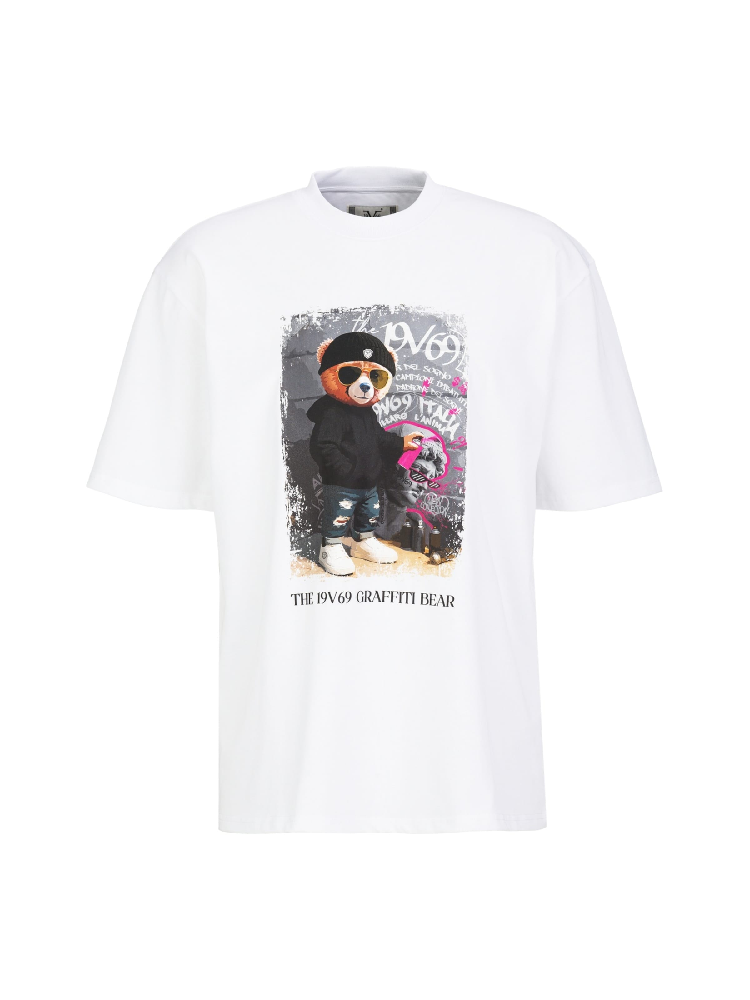 19V69 ITALIA Shirt ' Tamaro Graffiti 2 ' in White: front