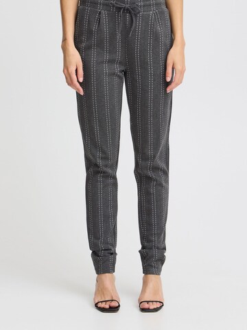 ICHI - Tapered Pantalón plisado 'Ruti' en gris: frente