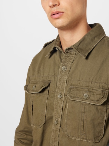 Brandit Regular fit Button Up Shirt in Green