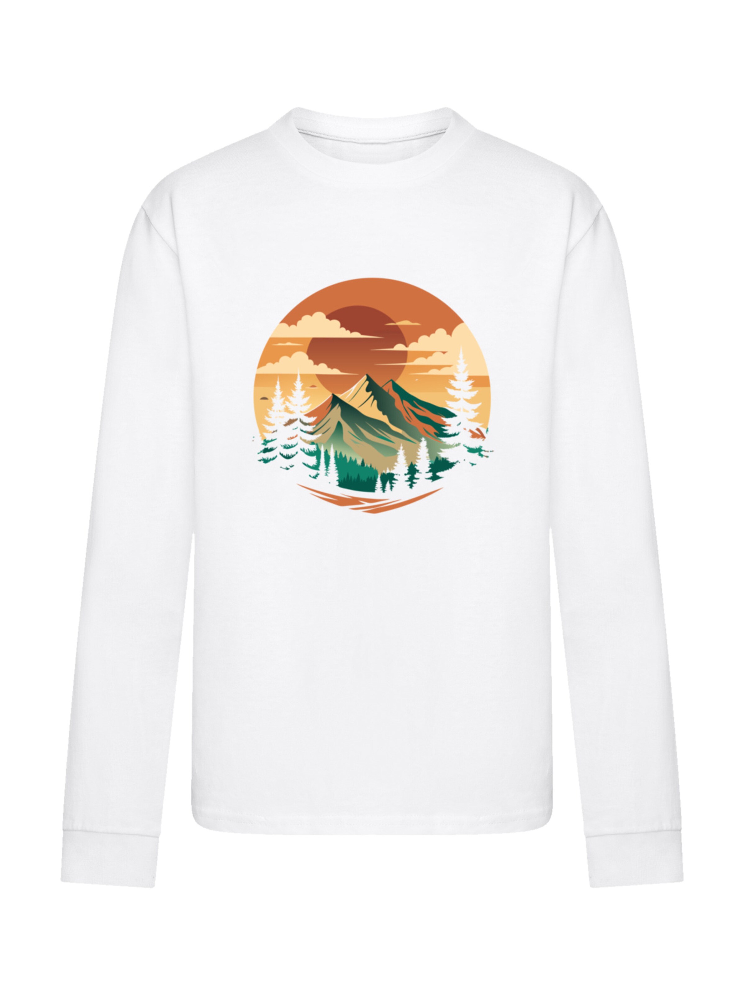 F4NT4STIC Shirt 'Sonnenuntergang Berglandschaft' in White: front