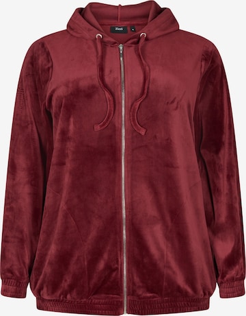 Zizzi Zip-Up Hoodie 'Helena' in Red: front