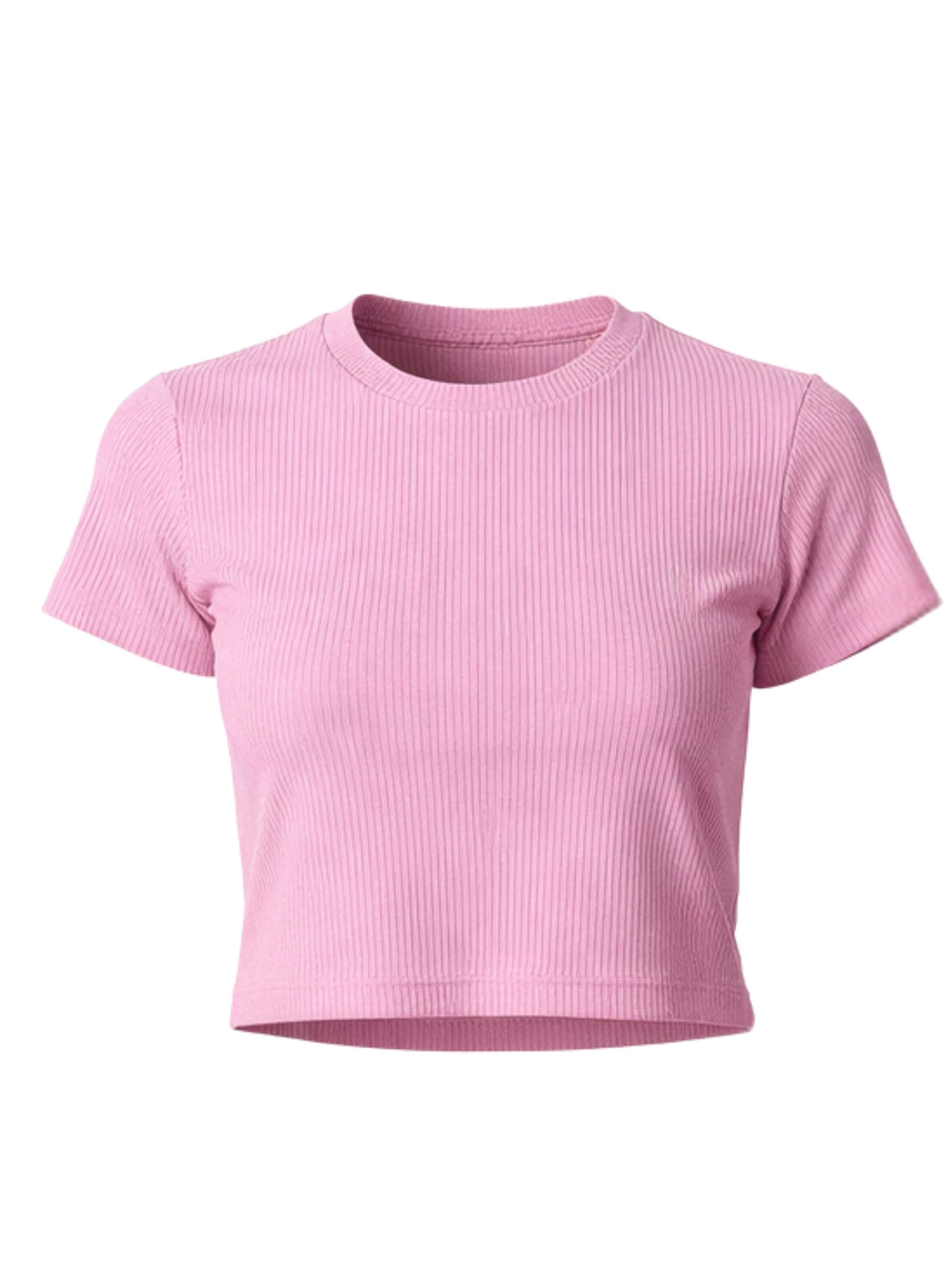 GORG Shirt 'Geripptes Cropped T-Shirt' in Purple: front