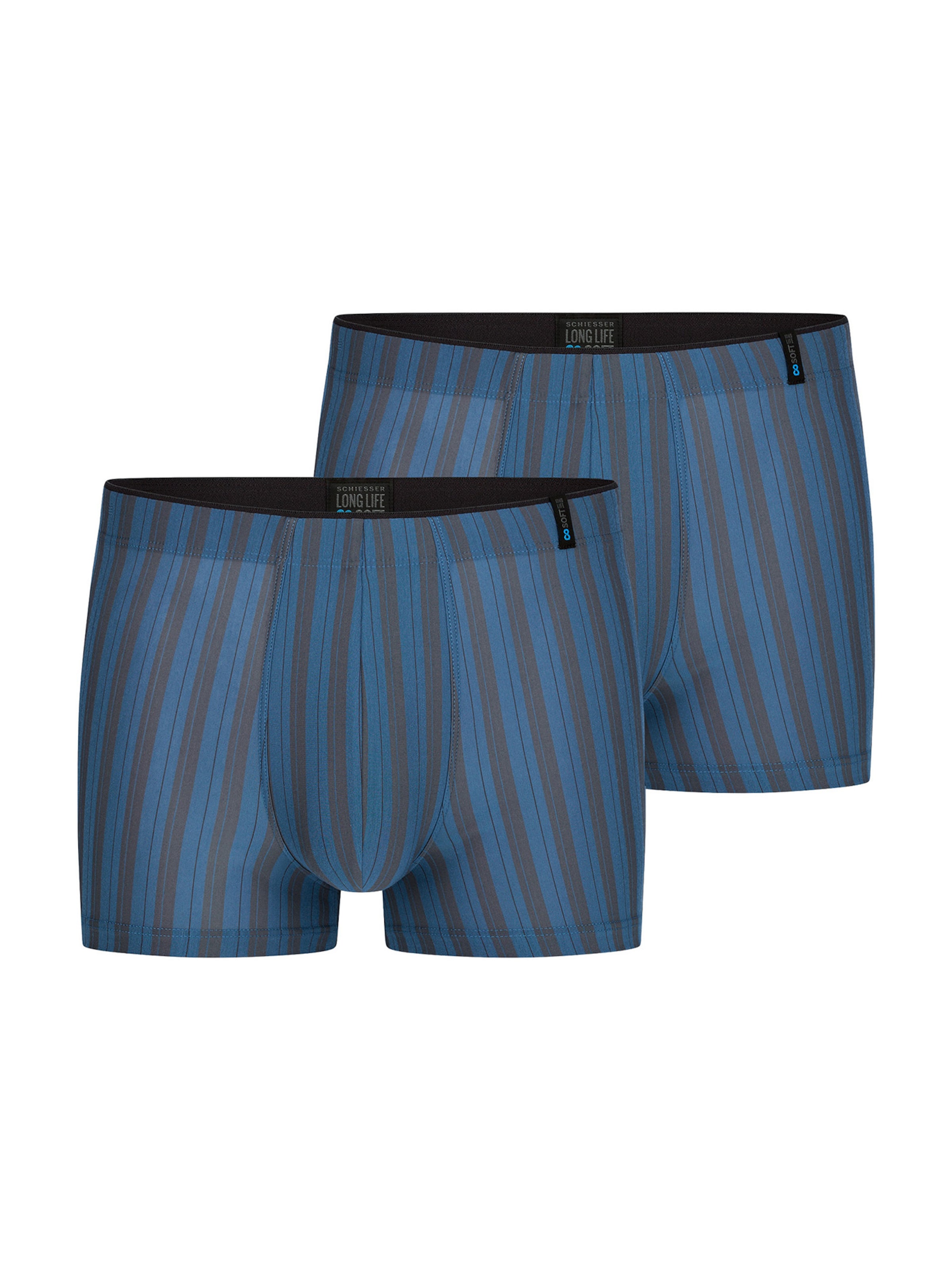SCHIESSER Retro Boxer ' Long Life Soft ' in Blau: Vorderseite