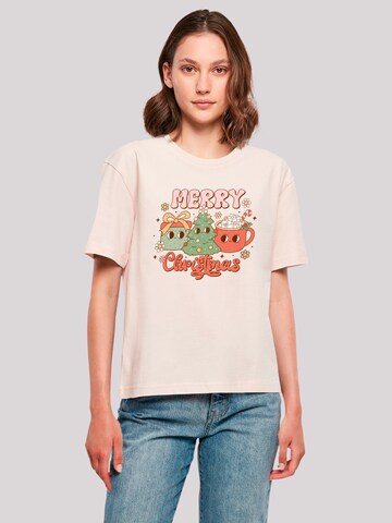 T-shirt 'Merry Christmas Cozy And Cute' F4NT4STIC en beige : devant