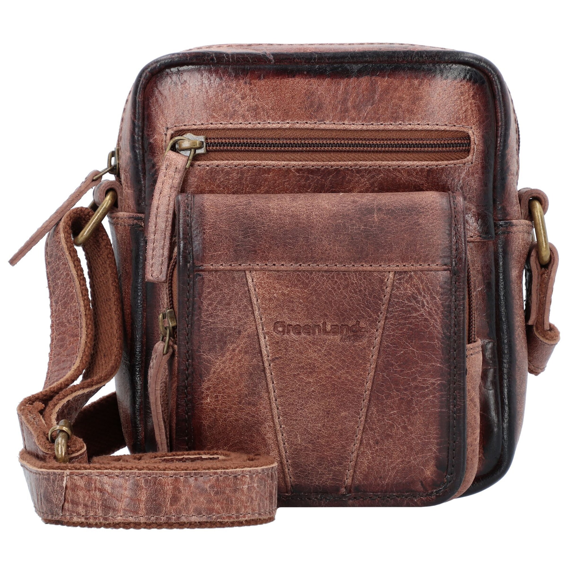 Sac à bandoulière Greenland Nature en marron : devant