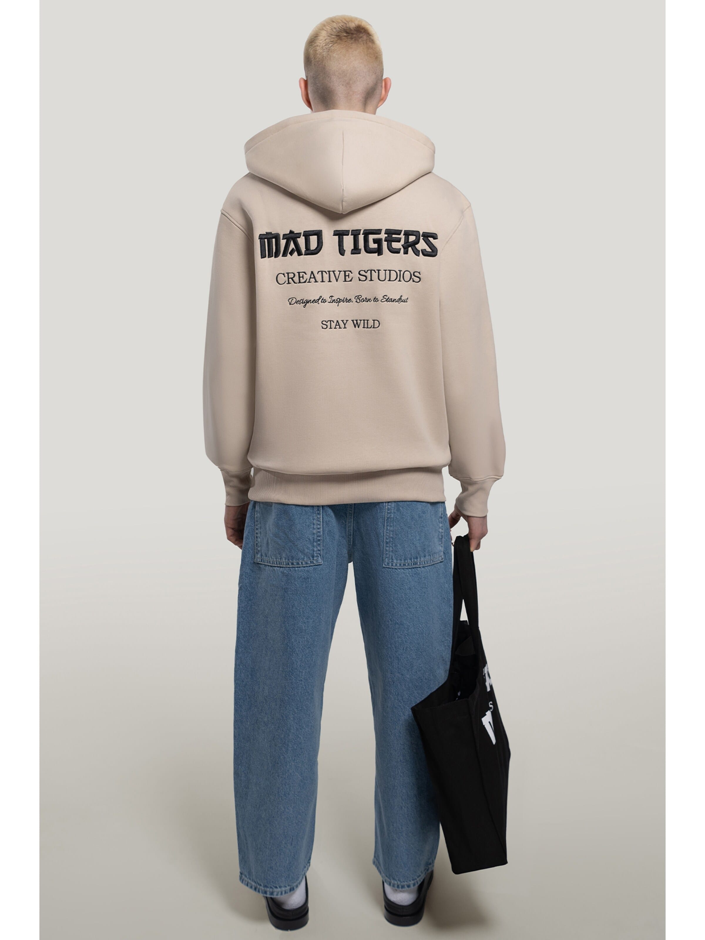 MAD TIGERS Sweatshirt 'Creative Studios Hoodie-Beige' in Beige