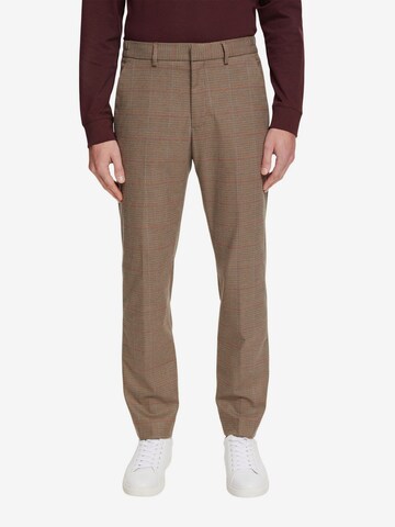 Regular Pantalon à plis ESPRIT en marron : devant