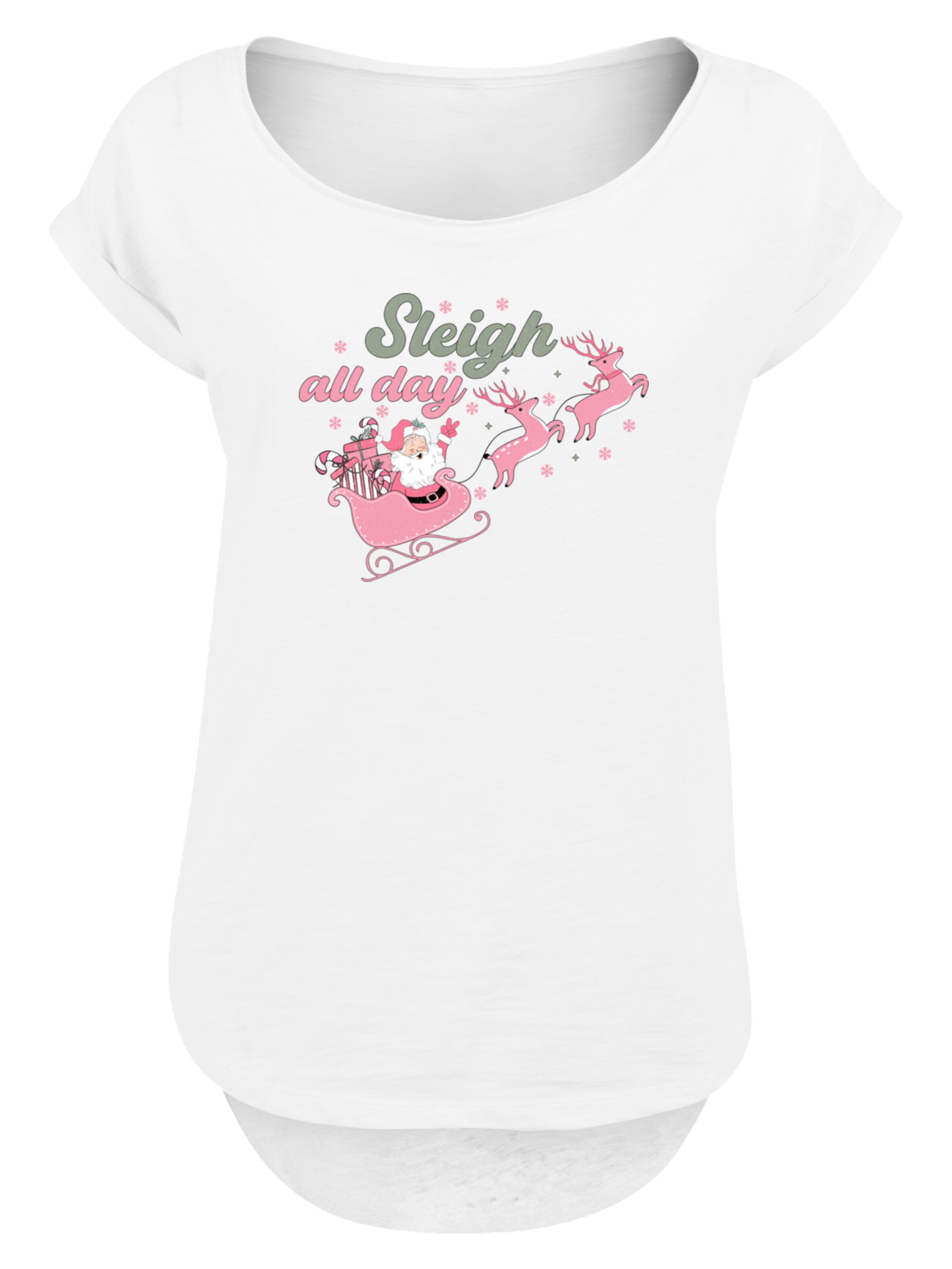 F4NT4STIC T-shirt 'Christmas Sleigh' en olive / rose / rouge / noir / blanc, Vue avec produit