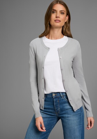 LAURA SCOTT Knit Cardigan in Grey: front