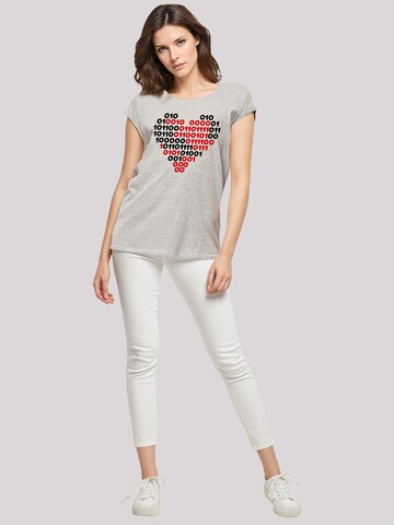 F4NT4STIC Shirt 'I Love You 01001001 Binary Code Herz Valentinstag' in Grijs