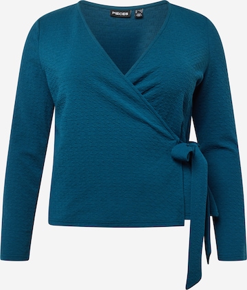 PIECES Curve Blouse 'JINDA' in Blauw: voorkant