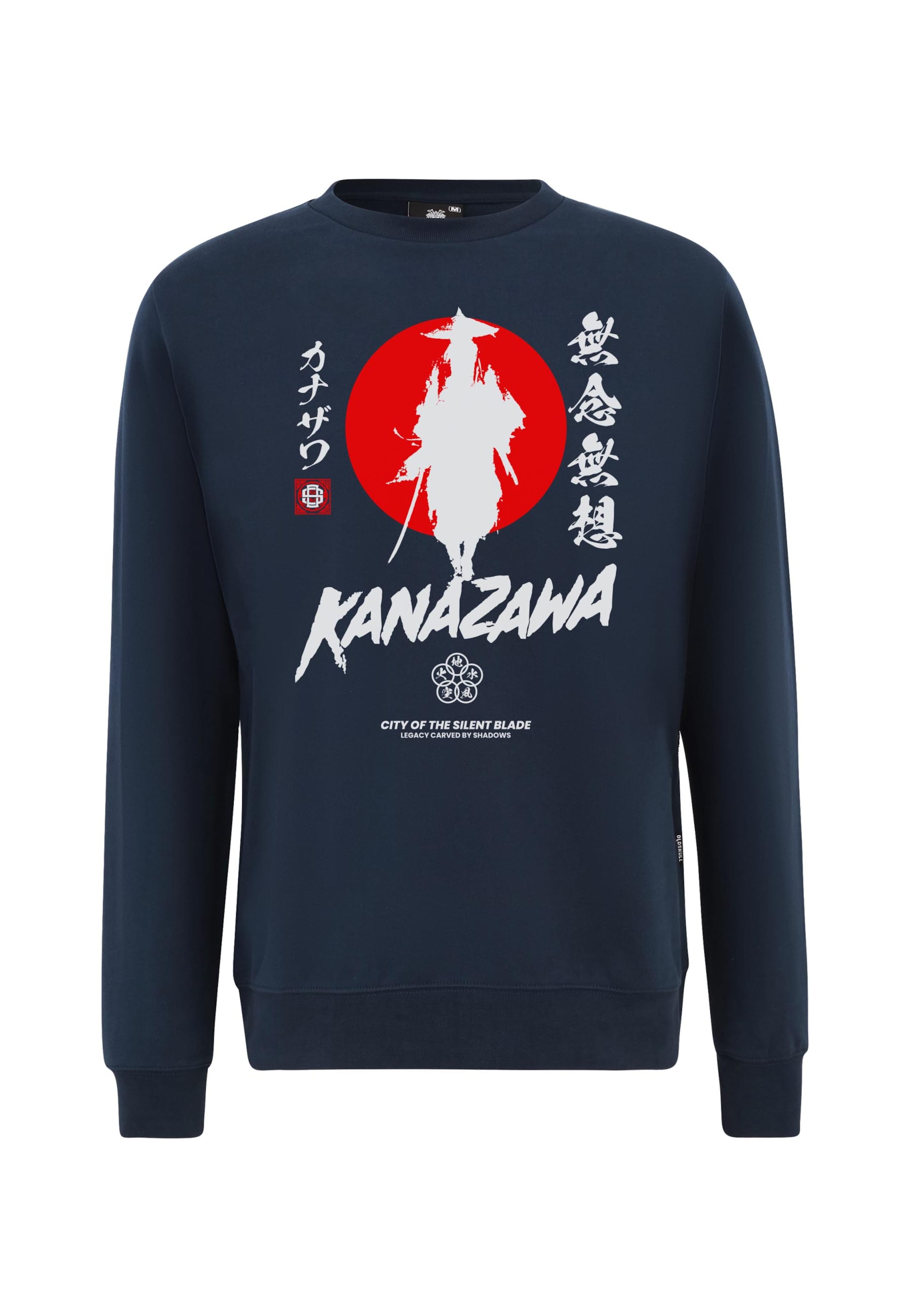Oldskull Sweatshirt 'Asian Silent Blade Kanazawa Graphic' in Blauw: voorkant