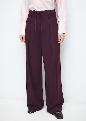 MANGO Wide leg Pleat-Front Pants 'Salitre' in Red: front