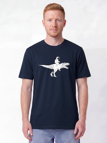 T-Shirt 'Astronaut On T-Rex' Watapparel en bleu : devant