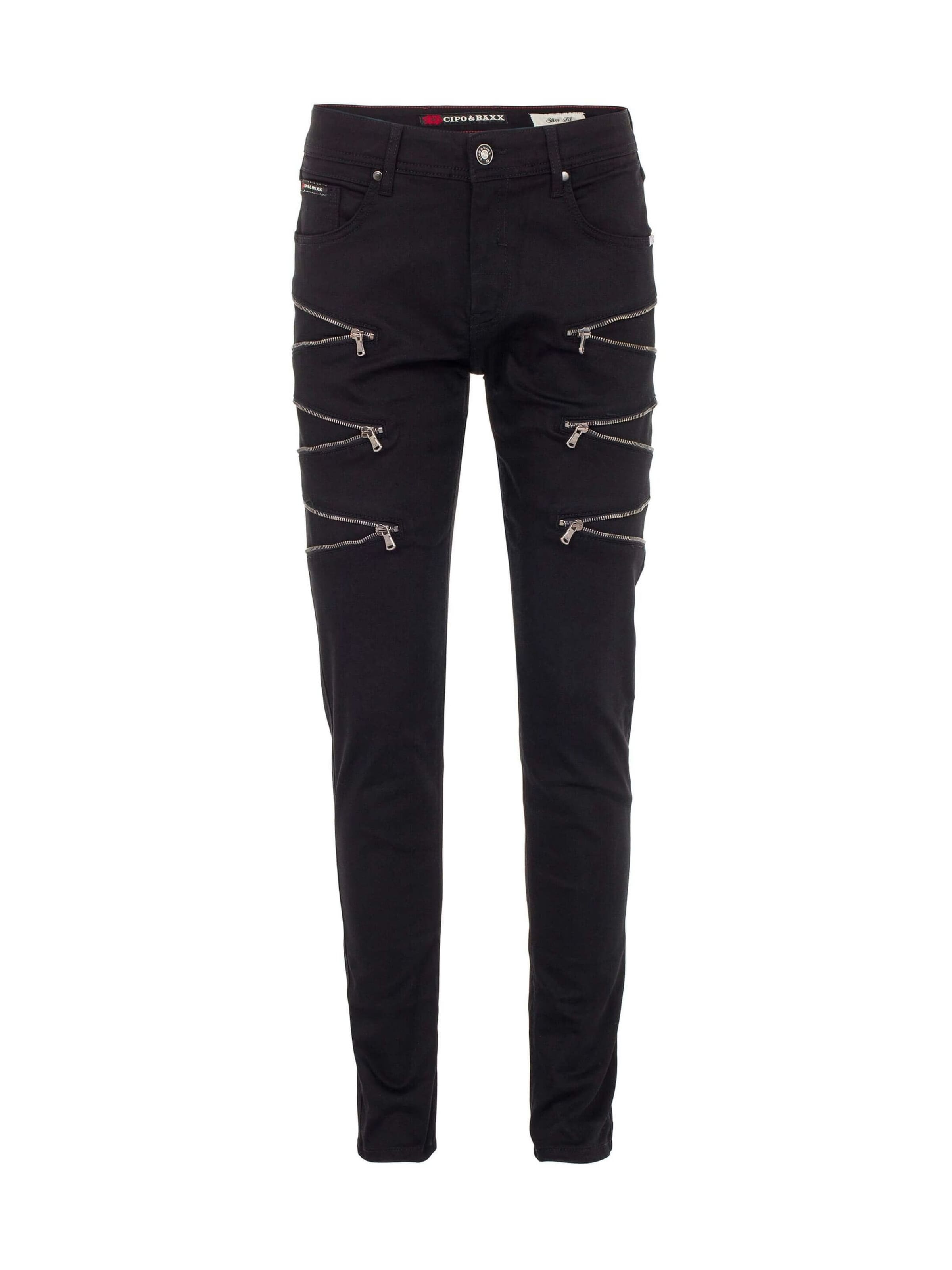Coupe slim Jean CIPO & BAXX en noir : devant